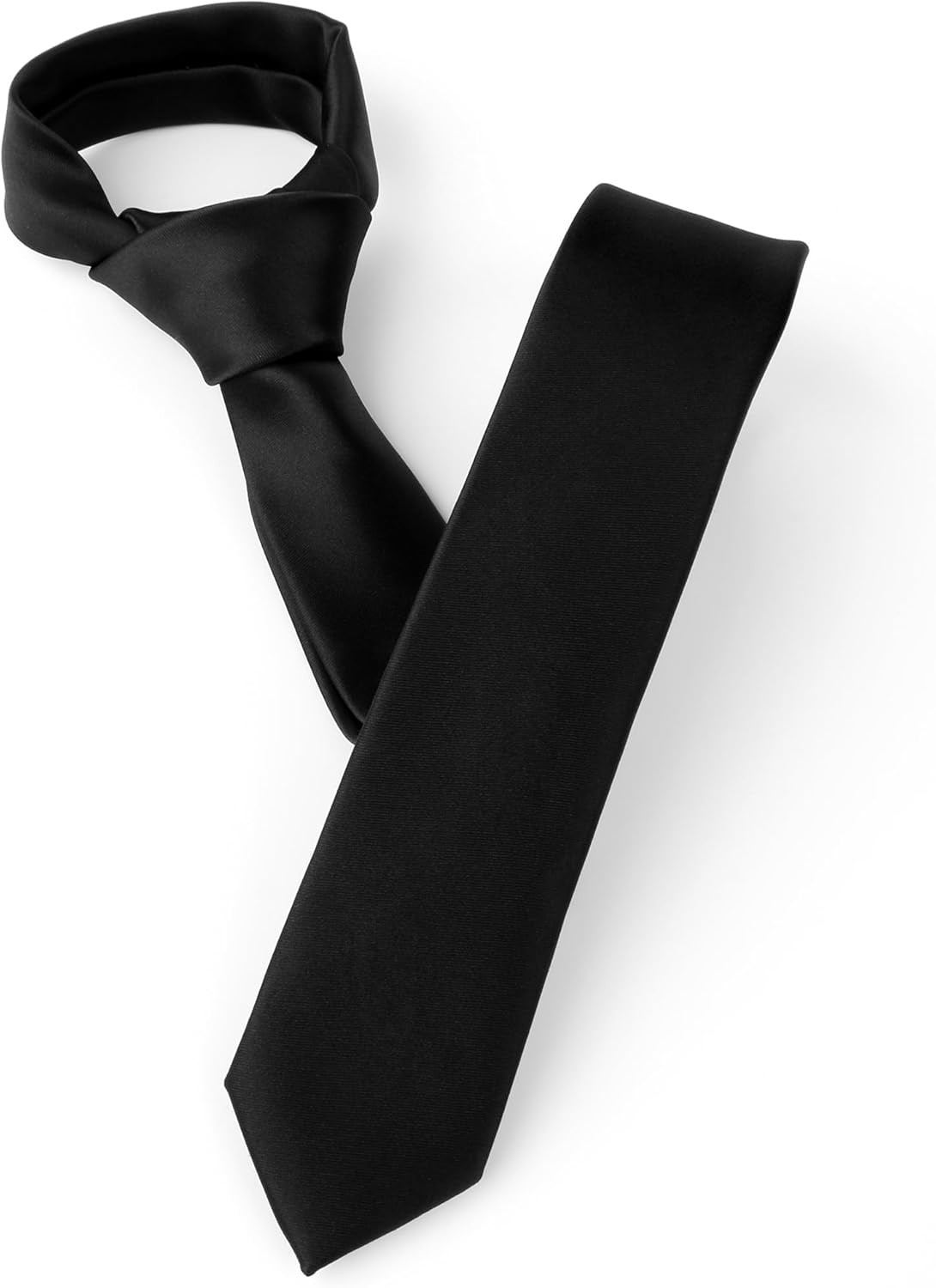 Landisun Black Tie Men Women Solid Skinny Ties Slim Satin