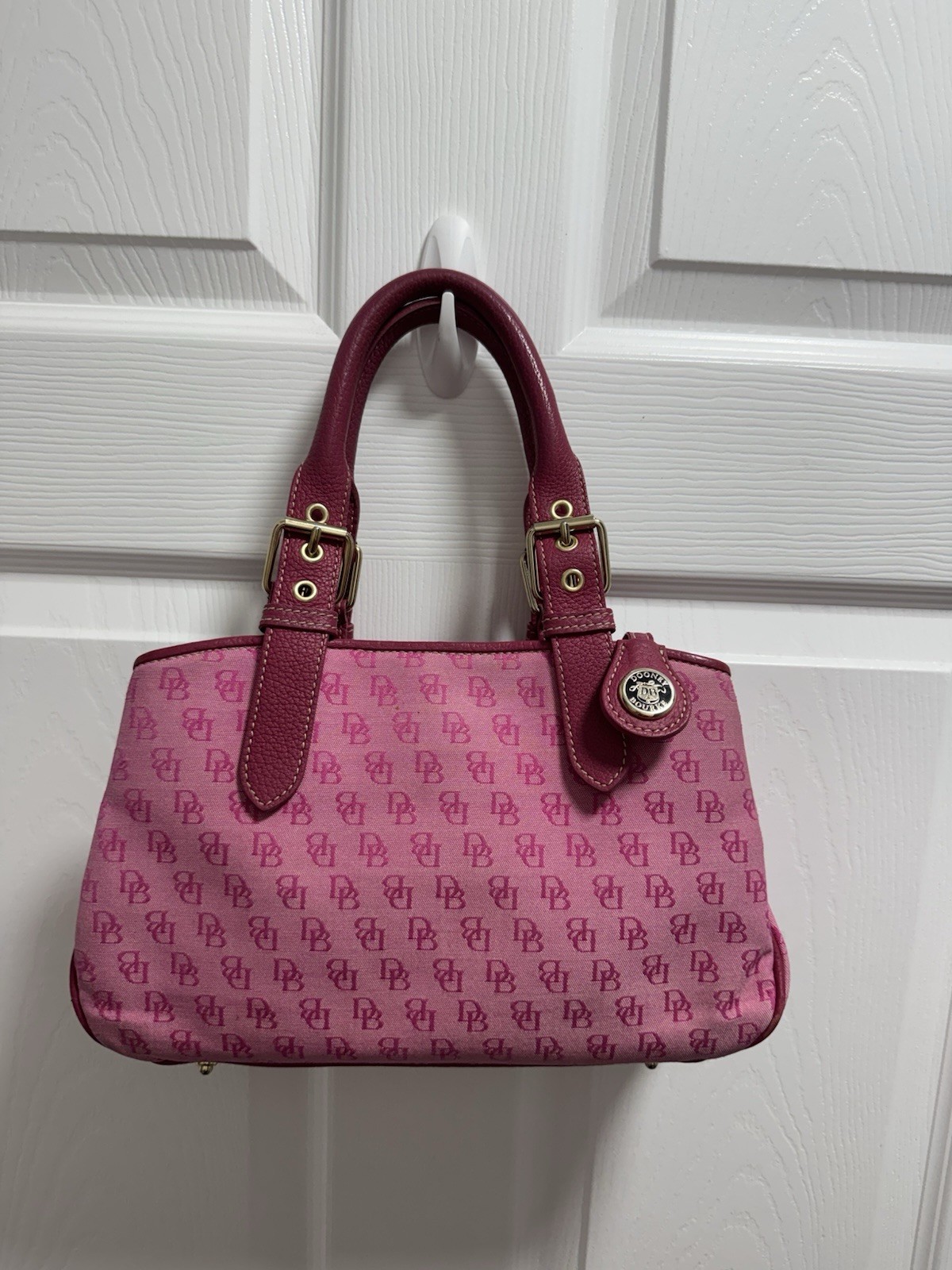 Dooney & Bourke Pink Monogram Satchel Top Handle Bag Double Handles