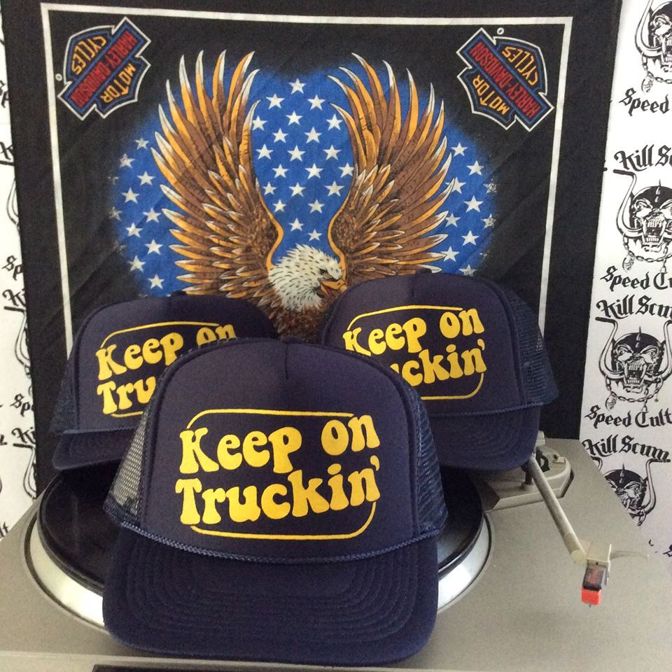 KEEP ON TRUCKIN’ vanner party chopper 70s vtg trucker hat crumb lowbrow rat fink