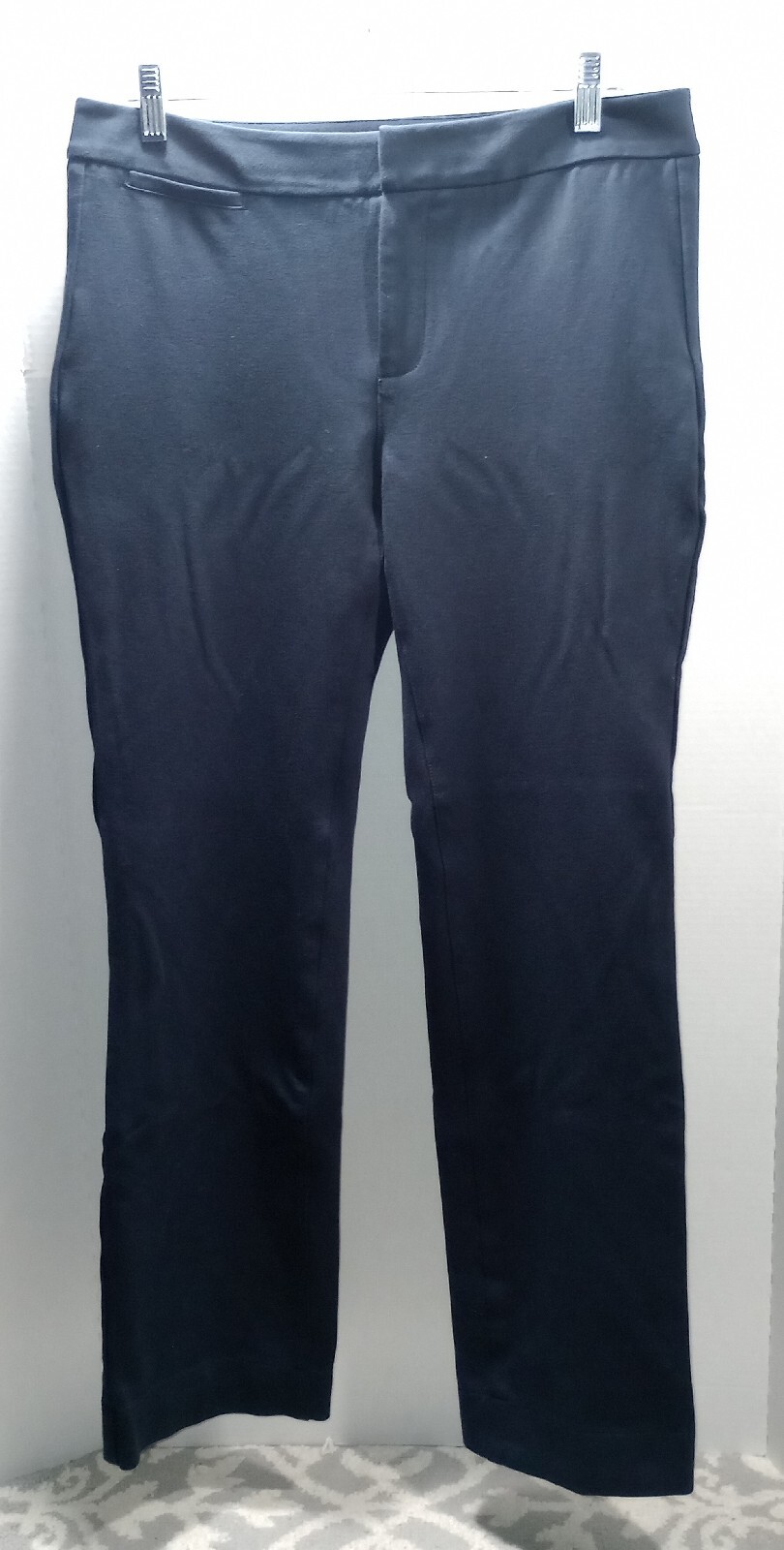 NYDJ Stretch Pants Size 8 Navy Blue Faux Pockets Zipper Closure Straight Leg
