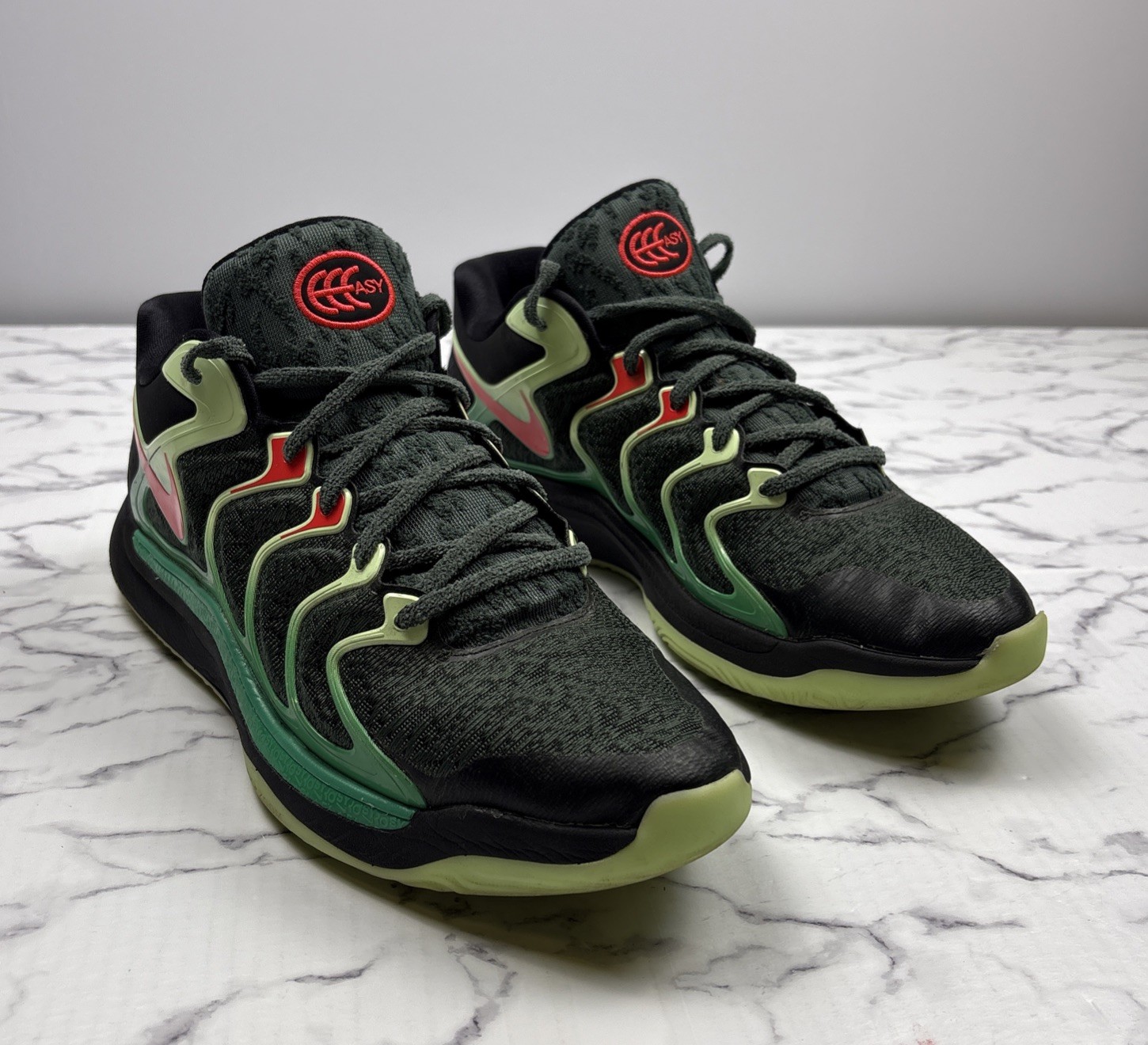 Nike KD 17 Easy Money Sniper Size 12 Green Glow In Dark Bottoms FJ9487-002 READ