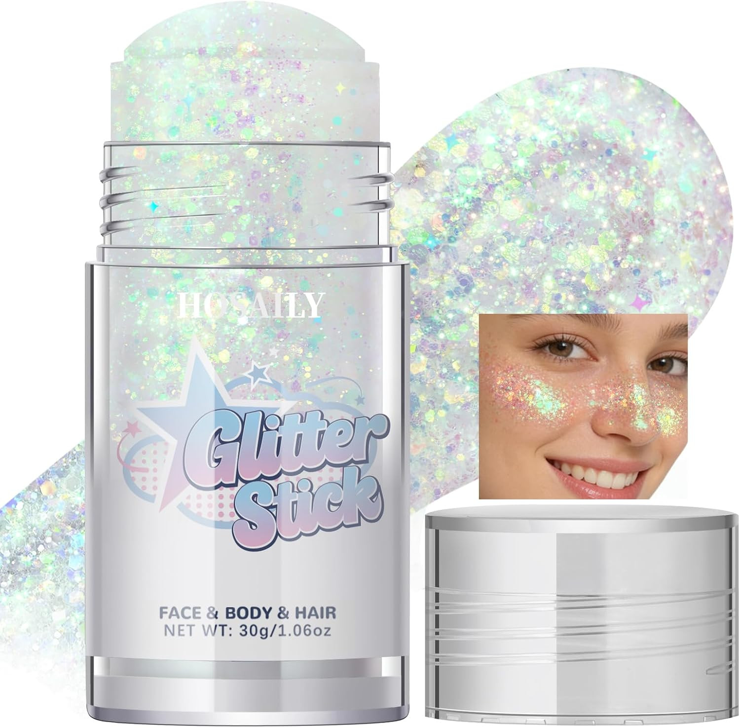 Gold Body Glitter Stick, Holographic Fairy Costume Makeup Face Hair Glitter Stic