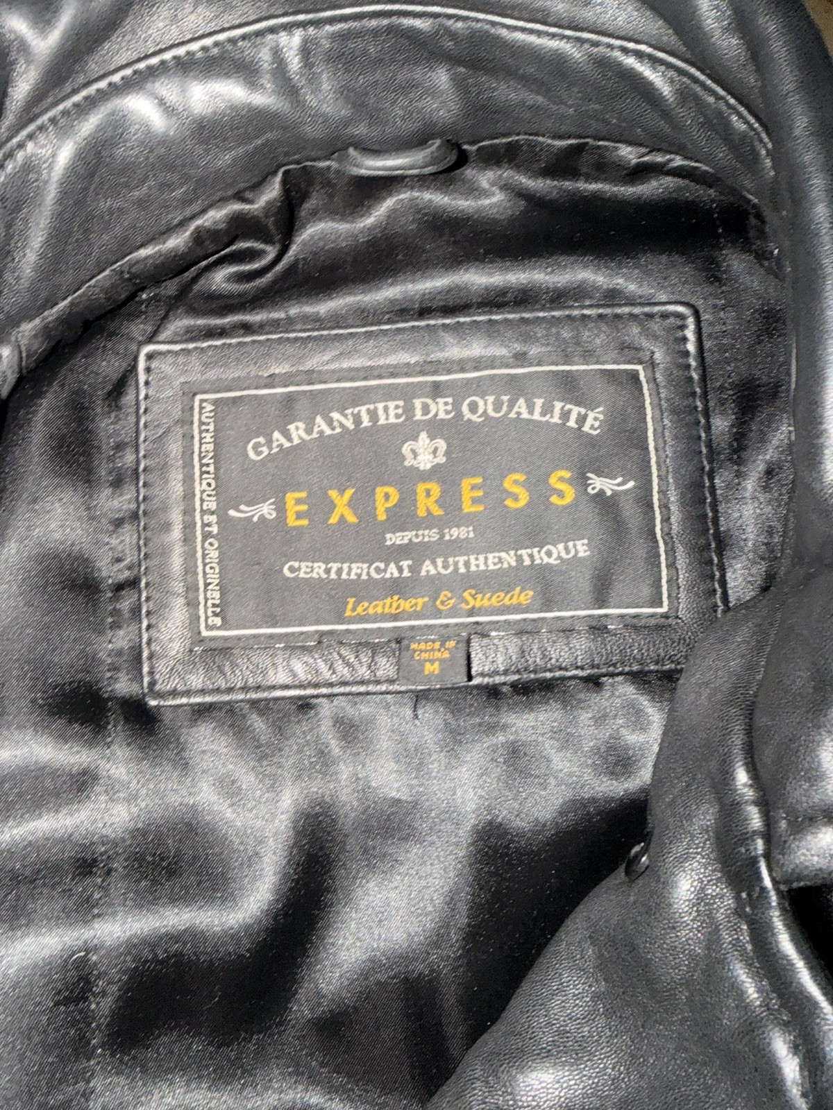 Vintage Express Black Leather Trench Coat Belted – MEDIUM – 1990s Goth Matrix