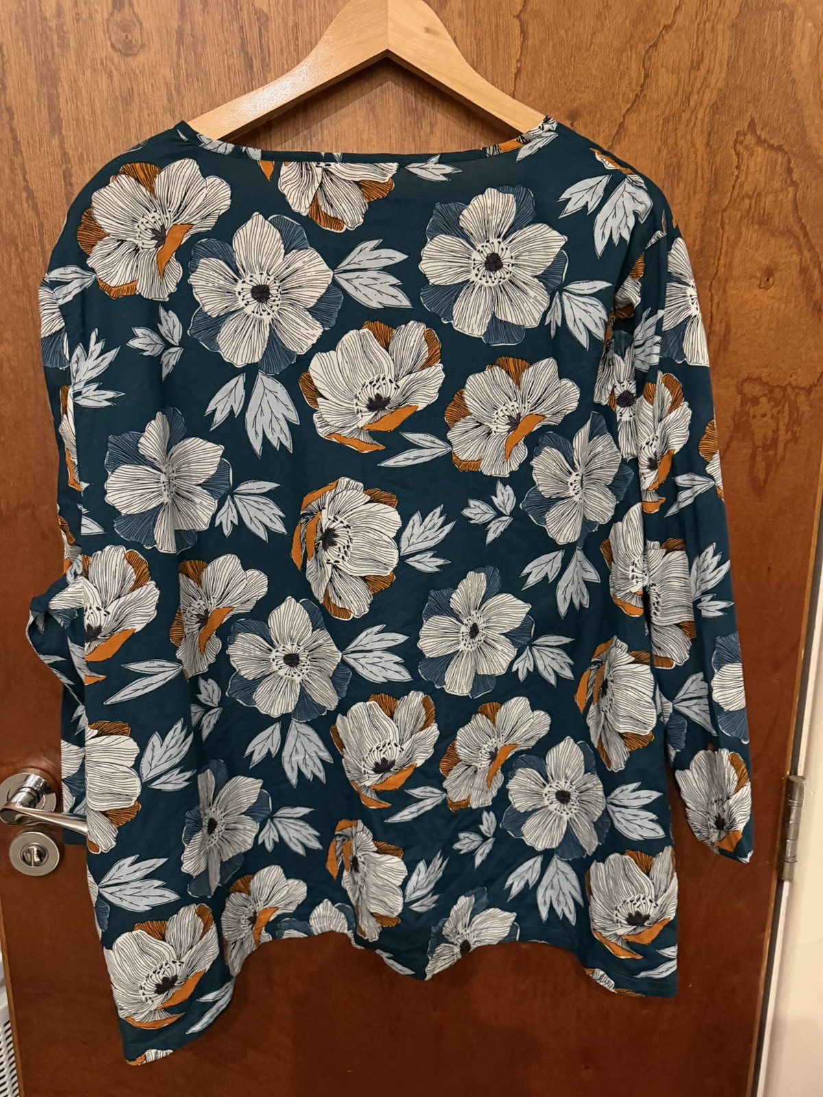 Seasalt Womens Size 26-28 Watercolour Sketch Top Green & Orange Floral