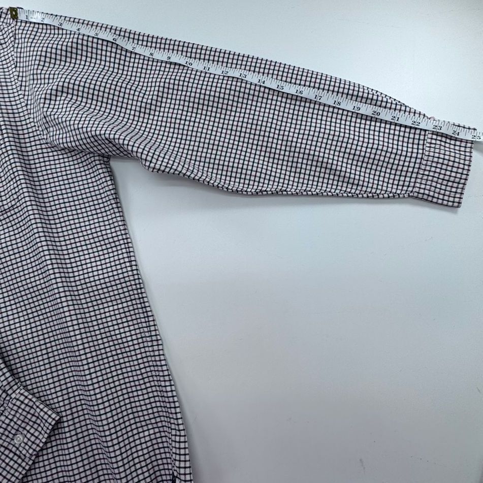 Cremieux Classics White Navy Burgundy Check Button-Down Dress Shirt – L