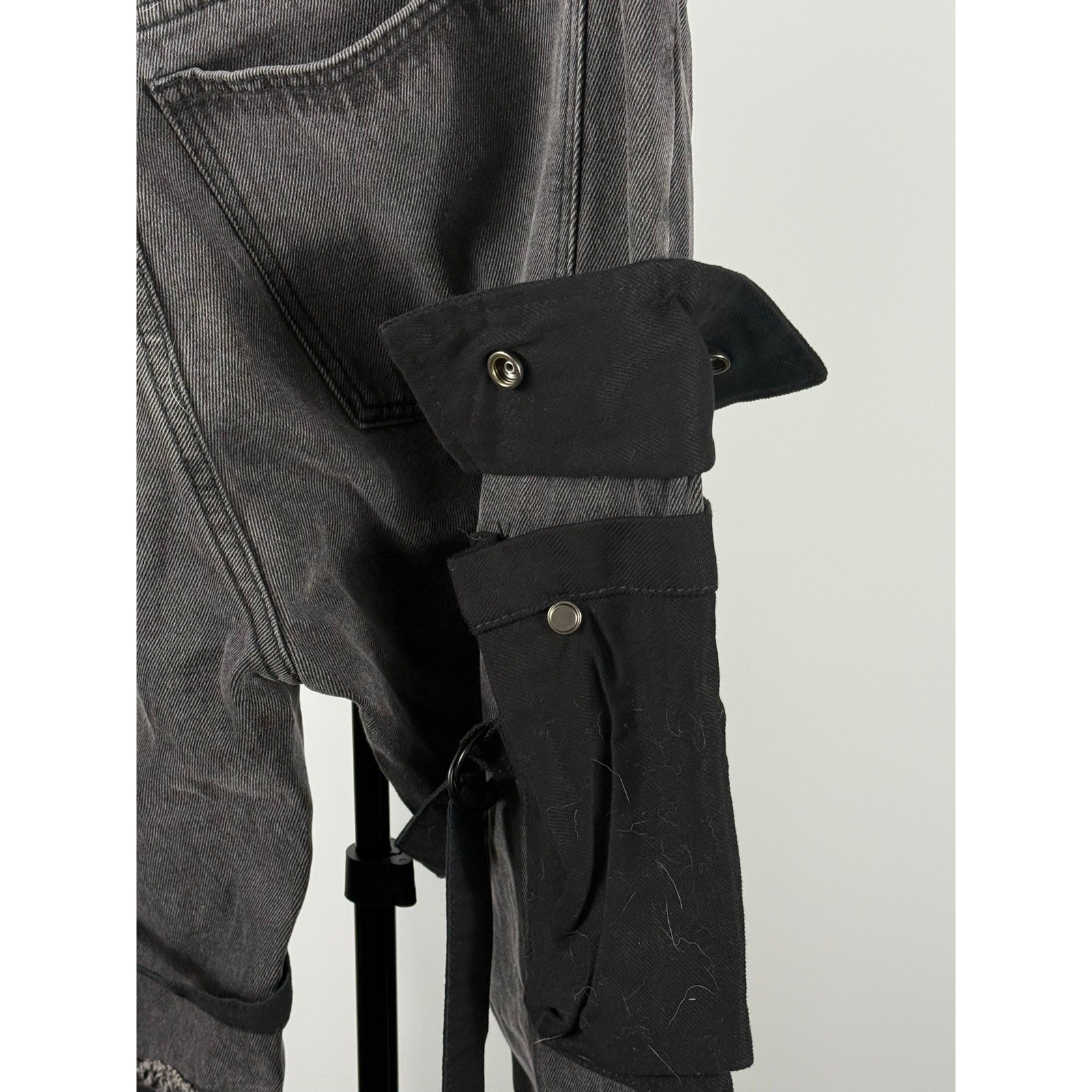 Kody Phillips MNML LA Utility Cargo Jeans Men’s Size 34 Deconstructed Gray Black