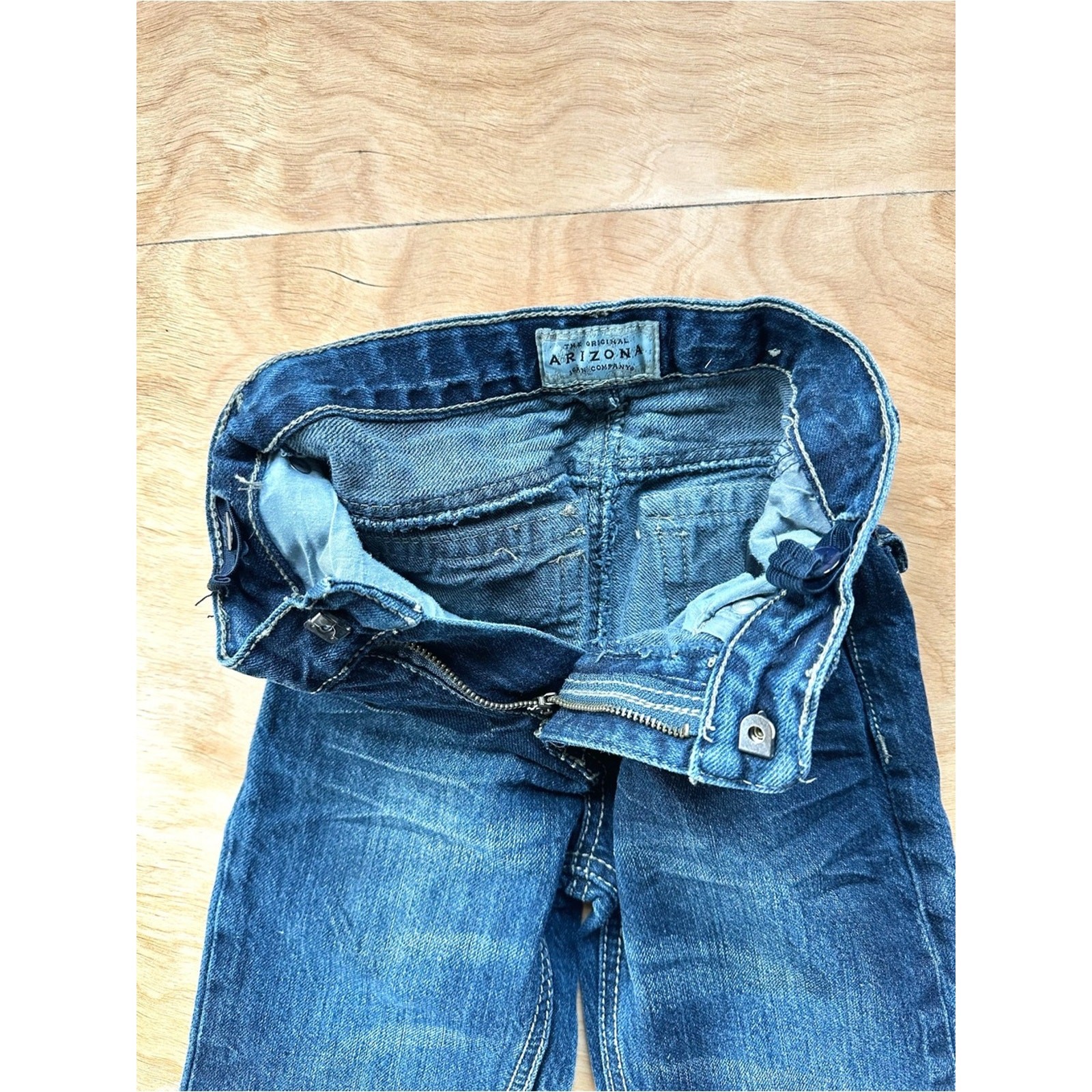 Y2K Arizona Jean Co Boys Size 7 Dark Wash Flap Pocket Jeans Rock Revival Style