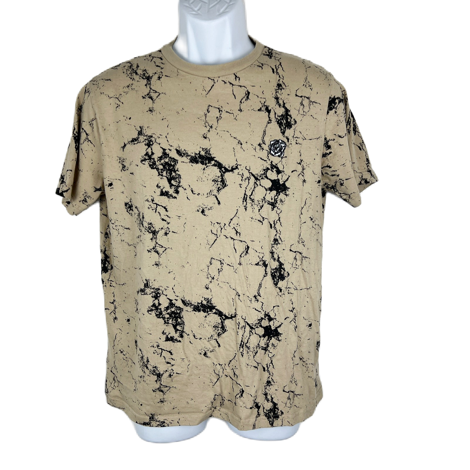 WXYZ Shirt Men Medium Brown Black Marble Graphic Cotton Short Sleeve Tee