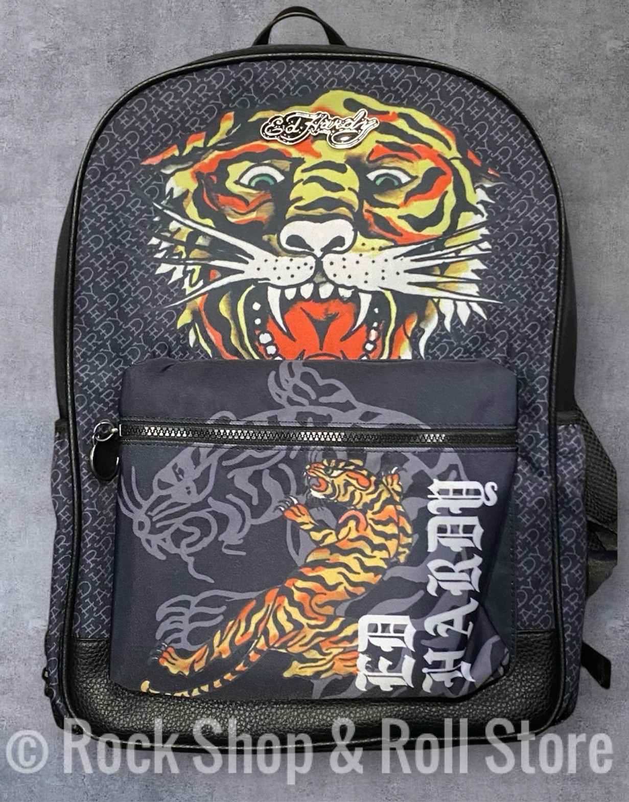 Ed Hardy Screaming Tiger Graphic Tattoo Large School Bag Backpack ~ Y2K ~ NWT