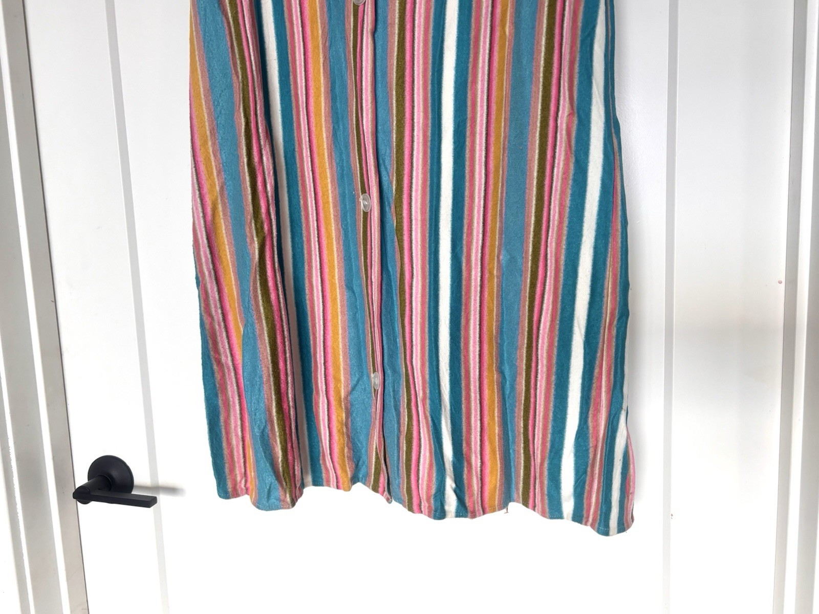 Vintage 70s Striped Colorful Terry Midi Lounge House Dress/ Pool Cover Up- Sz M
