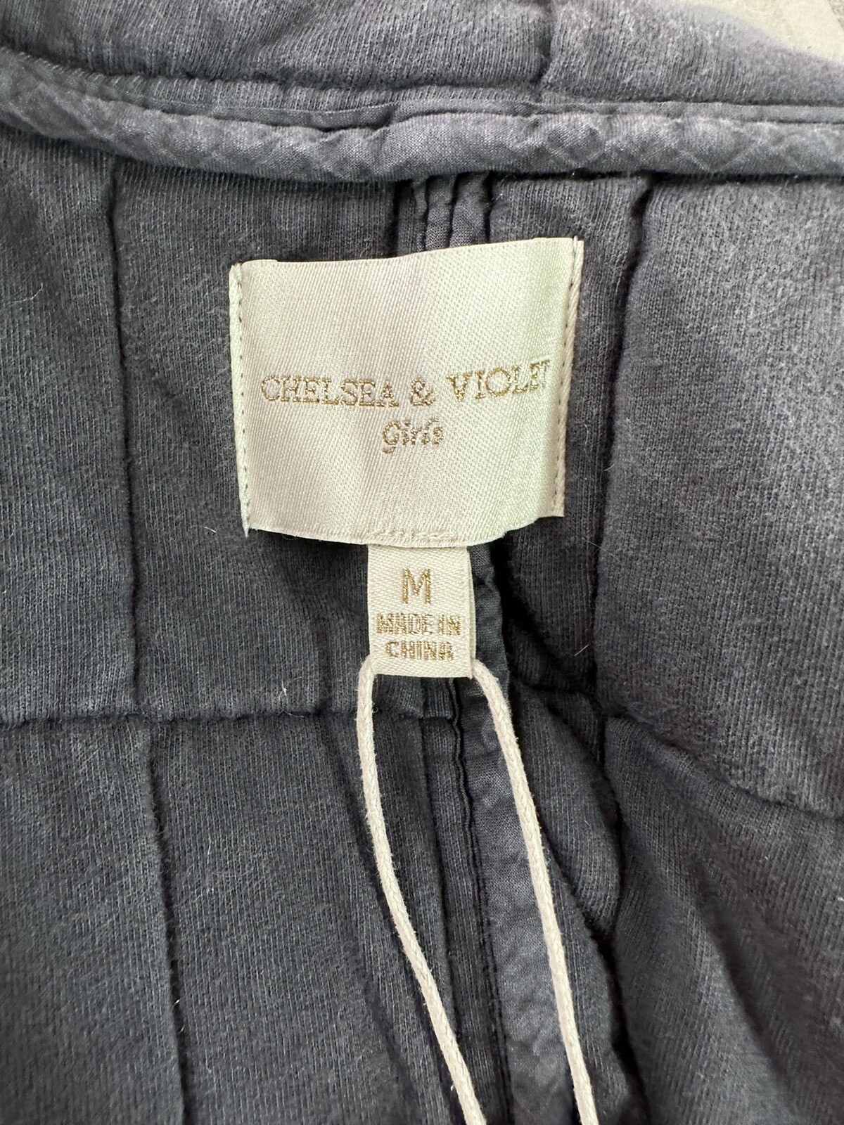 Chelsea & Violet Girls Junior Bomber Jacket Coat Medium Distressed Charcoal New