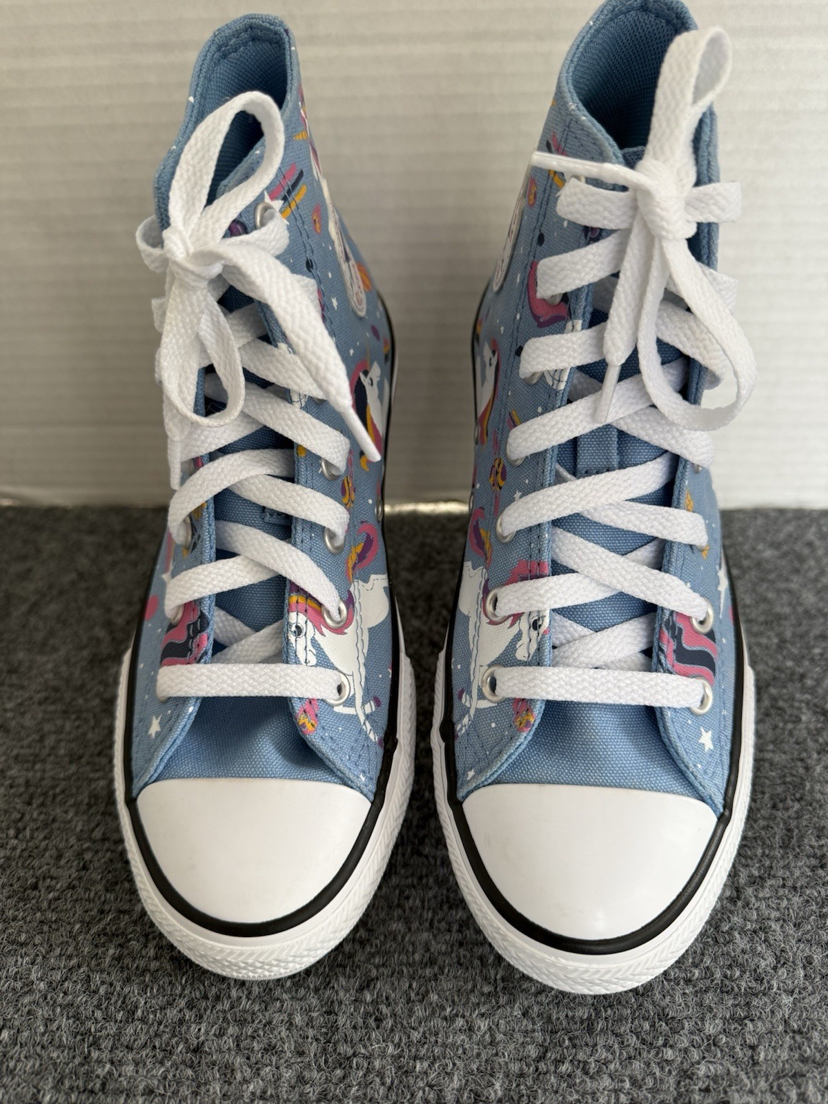Converse Chuck Taylor All Star Hi Top Unicorn Kids Junior Size 2.5 Light Blue