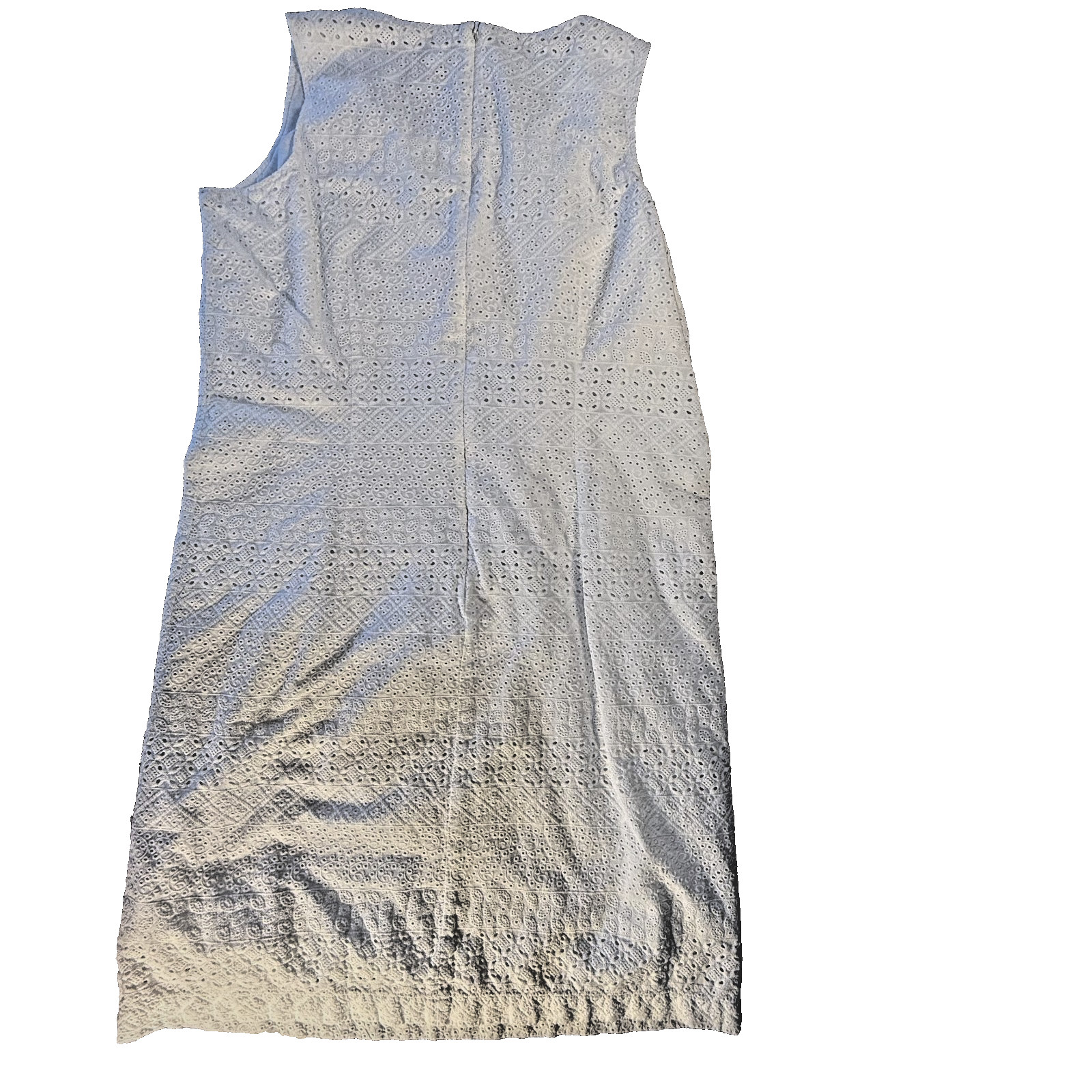 LL Bean 100% Cotton Dress Sheath Midi Back Zippper Eyelet Fabric