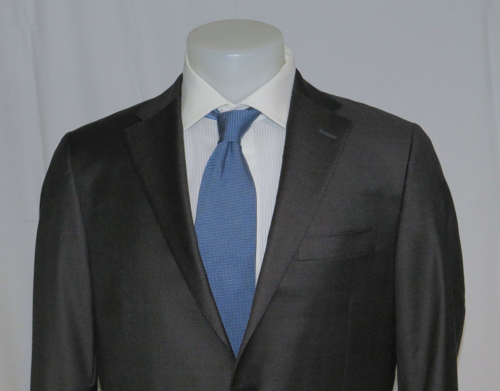 Hickey Freeman Beacon Loro Piana 150 Yellow Label Solid Charcoal Suit Jacket 40R