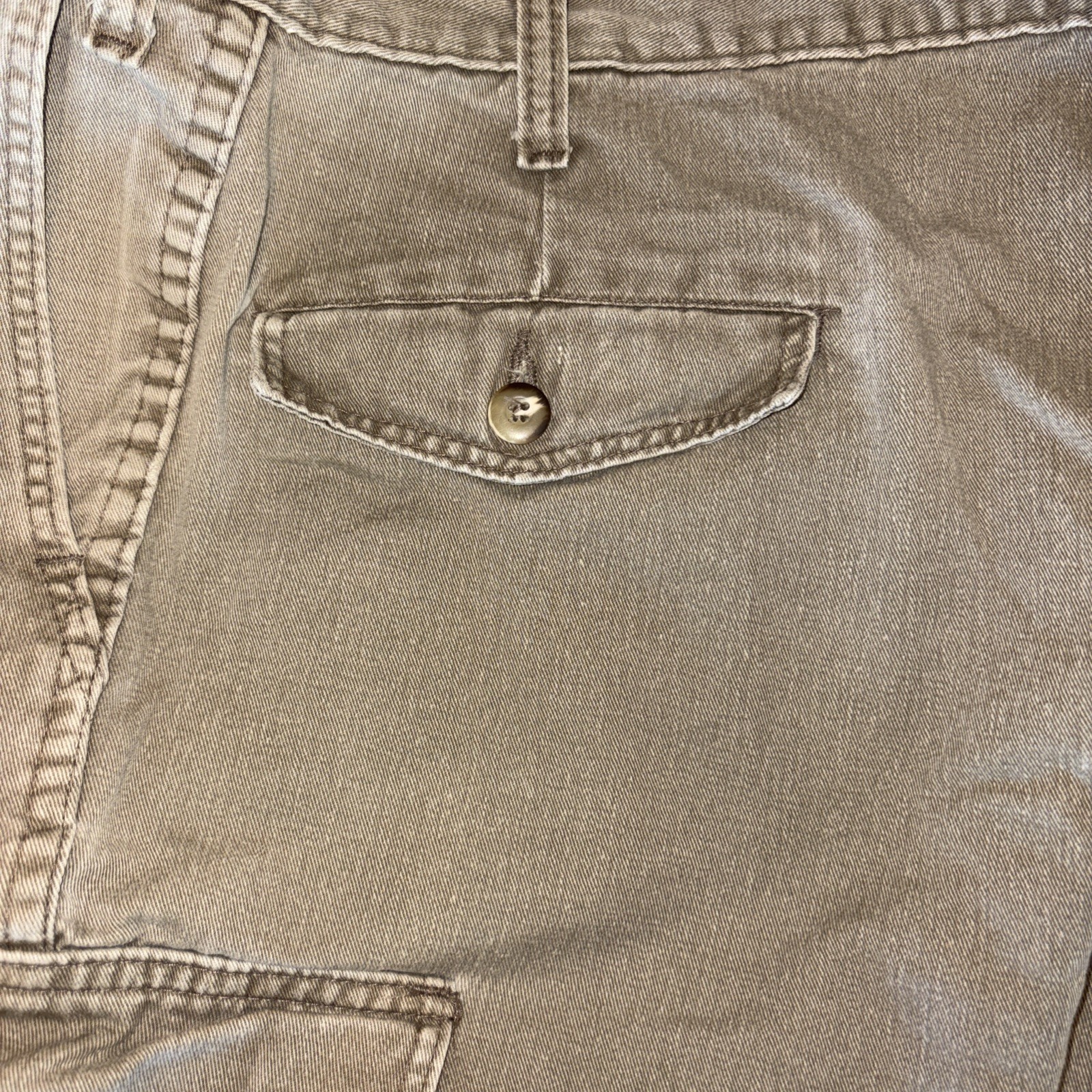 Vintage 80s Dickies Cargo Workwear Pants Double Pleated Talon Zipper Beige 34×30