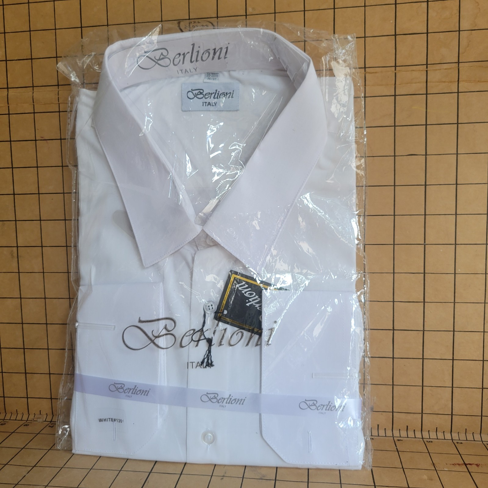 Berlioni Italy Men’s Dress Shirt White 4XL 20-20.5 36/37 New Sealed NOS