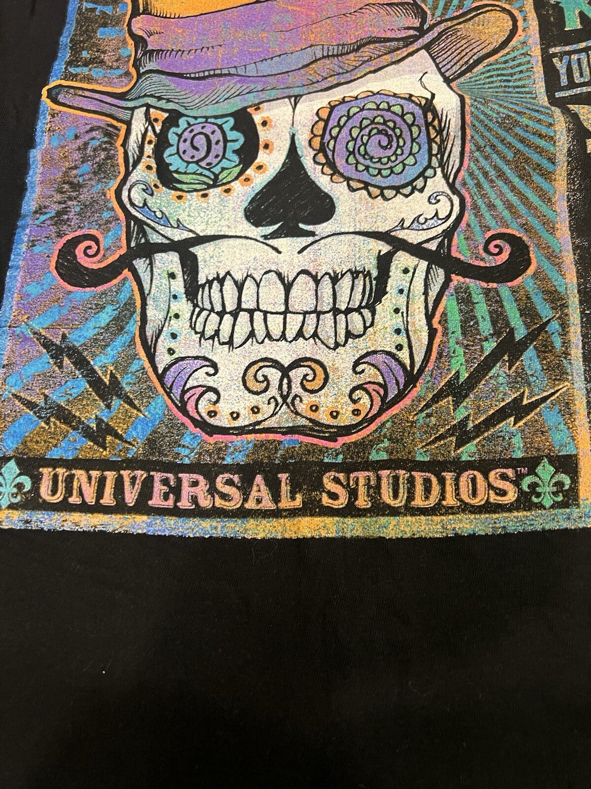 Universal Studios Mardi Gras 2015 Rock Your MoJo T Shirt Mens Medium Sugar Skull