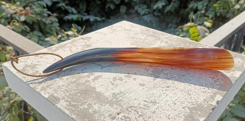 Shoe Horn Long Handle Ox Natural Finished Real Horn Personalized Unisex Gift