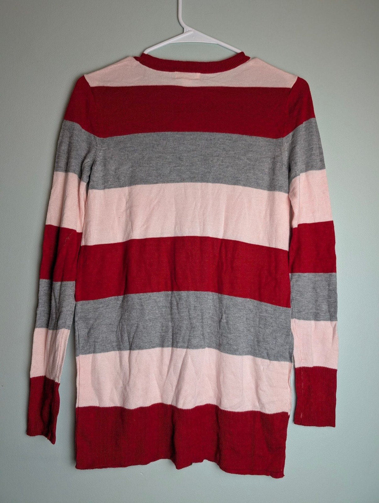 Maison Jules Essential Striped Pullover Sweater Red Pink Gray