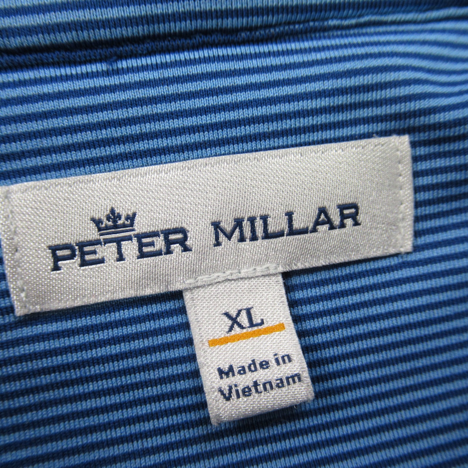 Peter Millar Men’s XL Blue Striped Four-Point Energy 1/4 Zip Activewear Top