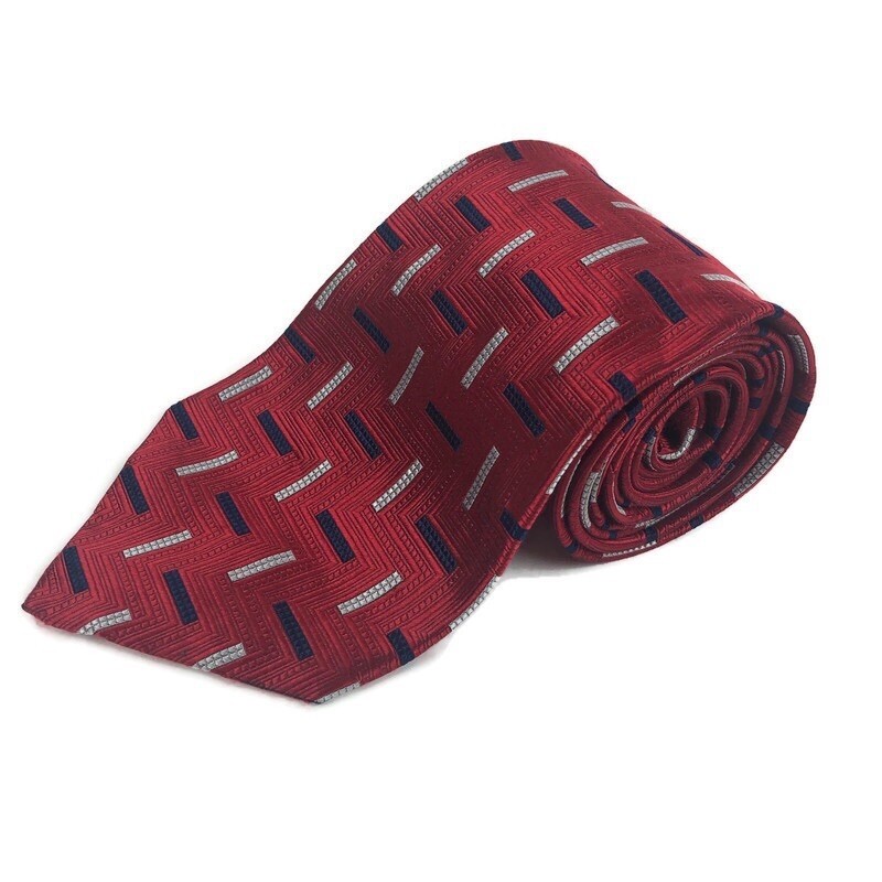 Roundtree & Yorke Men’s Tie-Red Silk Hand Sewn Classic 57”-60” Dress Formal