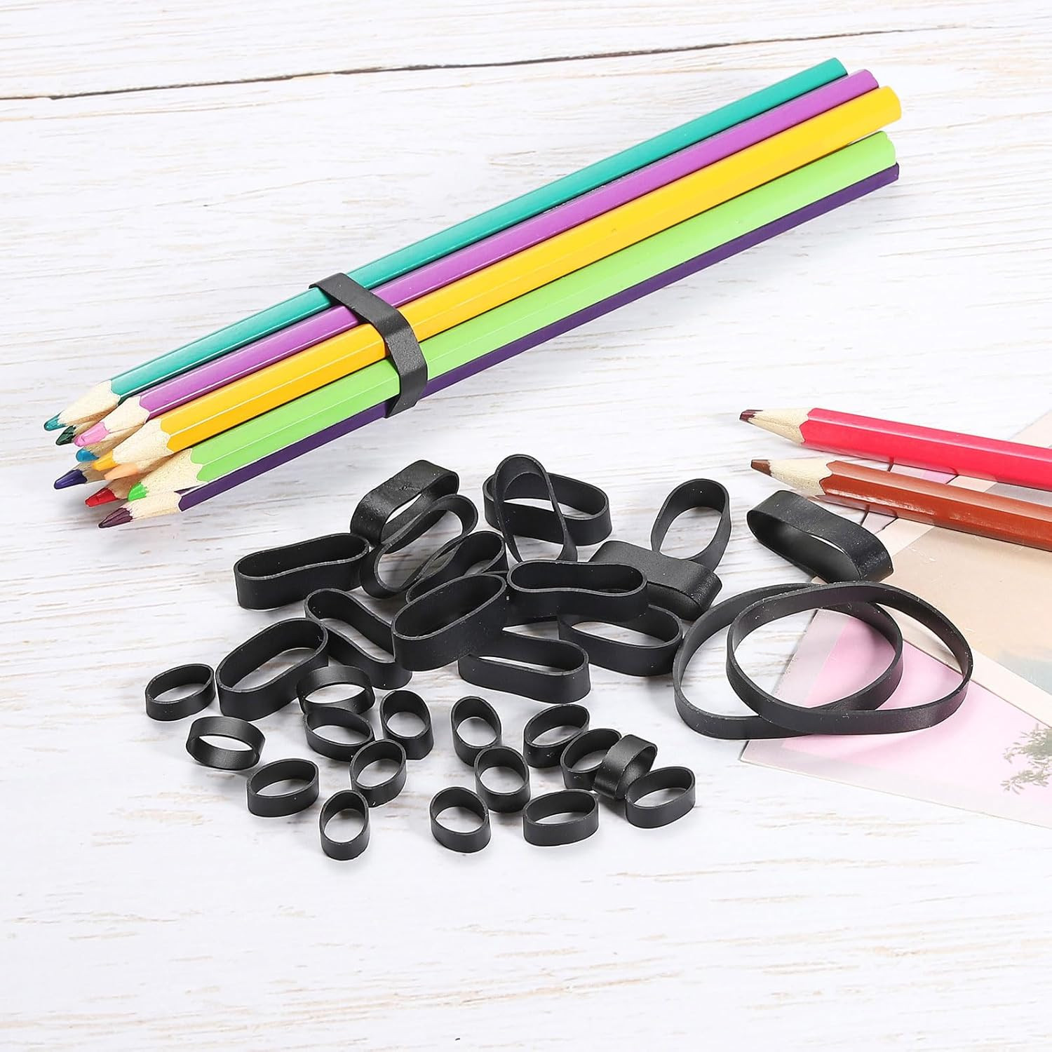 Silicone Rubber Bands Cable Ties 50Pcs Non-Slip 5/8″ Flat Black