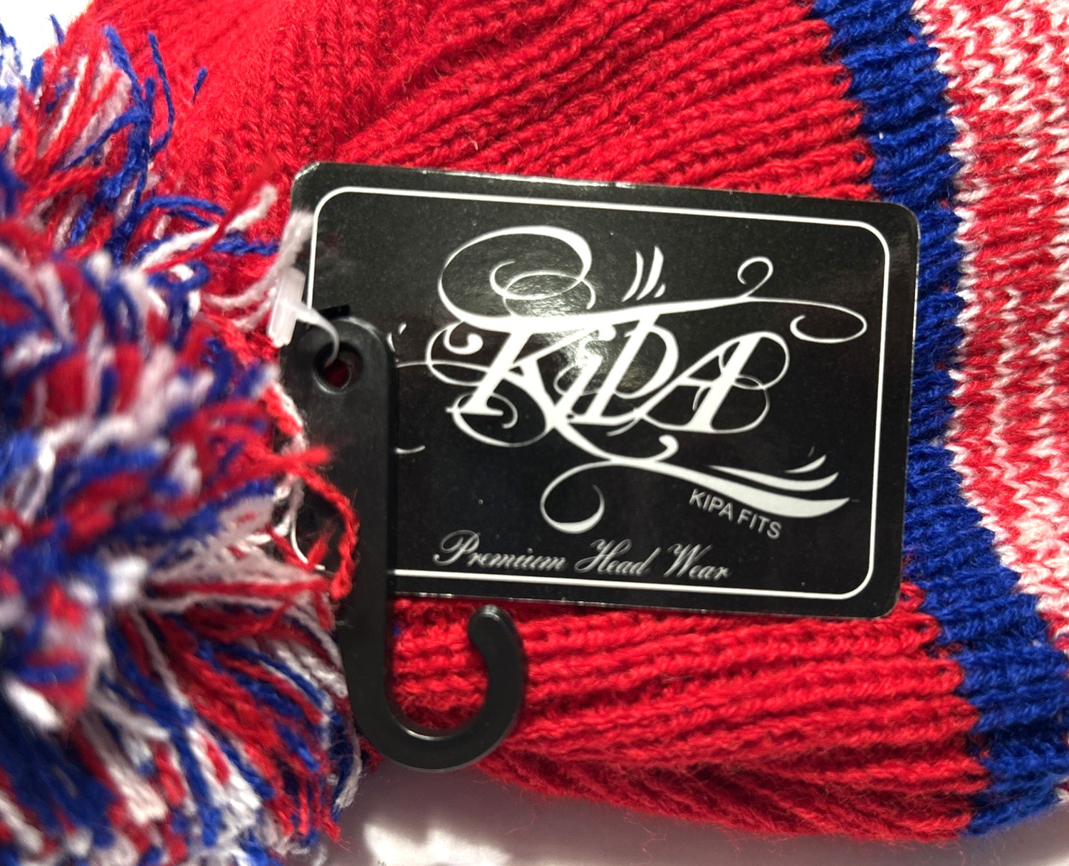 NWT KIPA FITS Red, White & Blue 76ers Foldover Beanie with Pom Pom – One Size