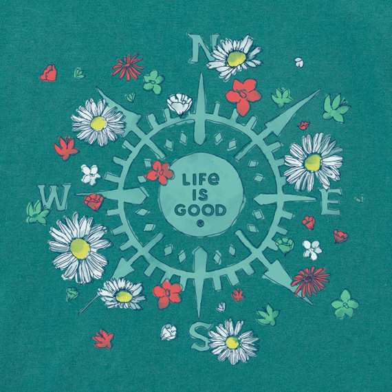 NWT Women’s Life is Good Beauty In All Directions Compass Green SS Crusher Tee