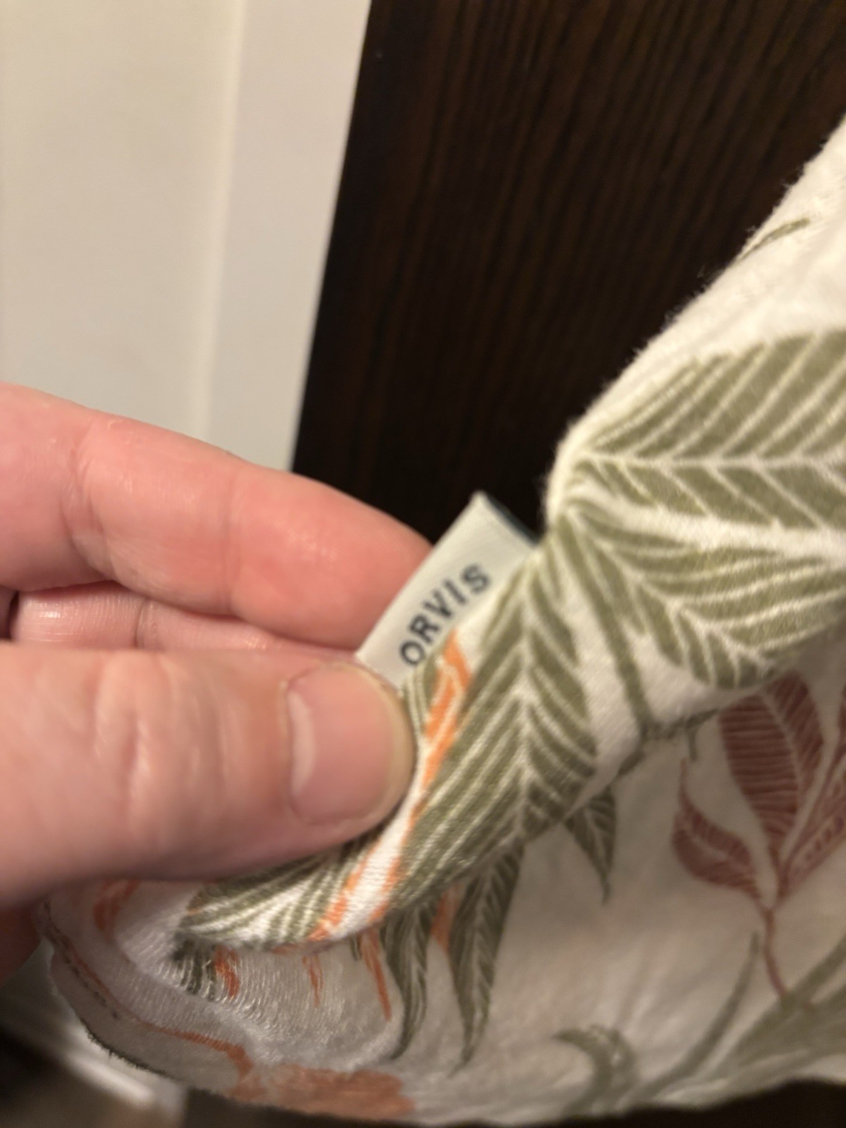 ORVIS Women’s 52% Linen Polyester Top Short Sleeve Botanical Leafy Multicolor L