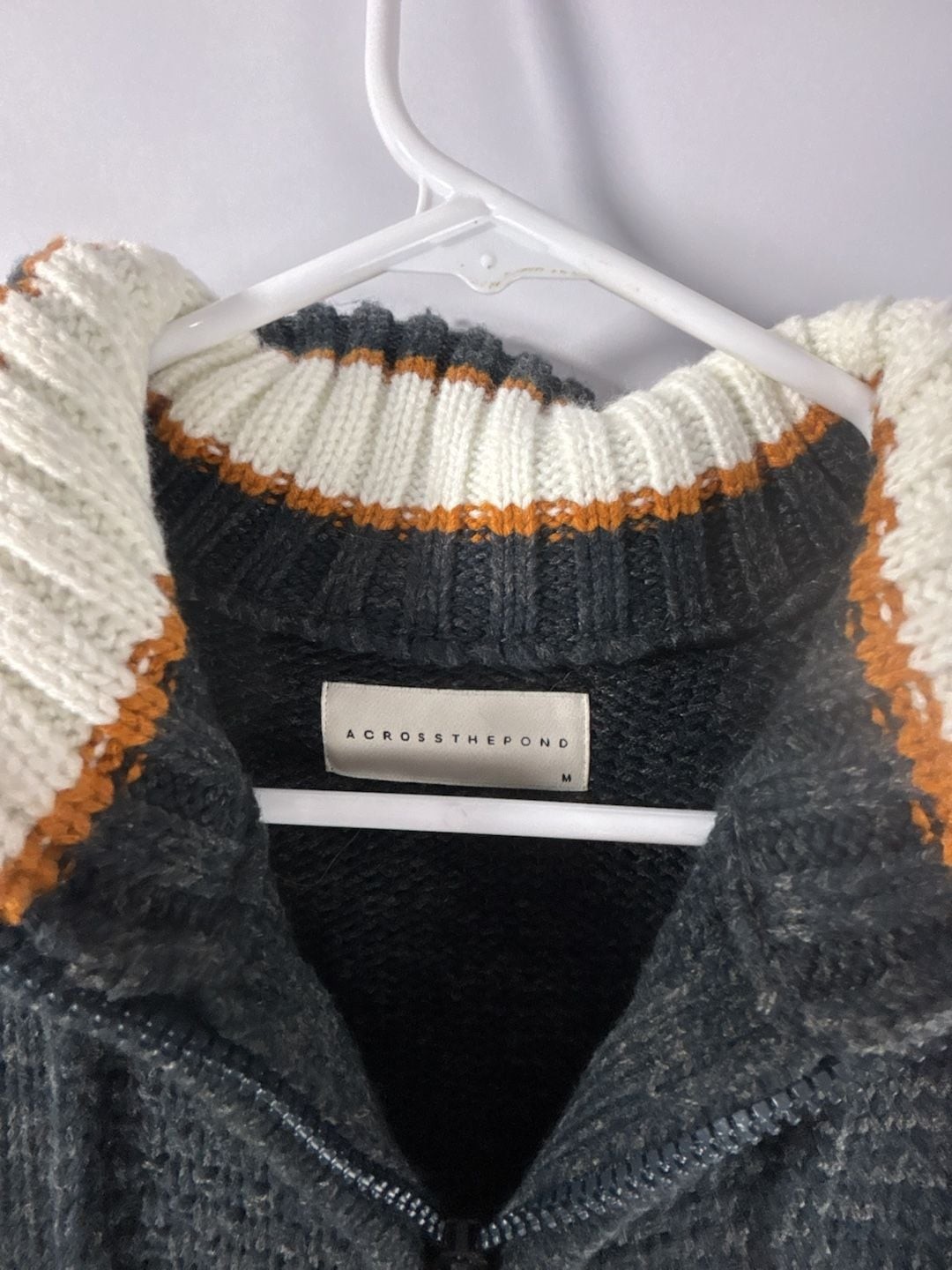 Across The Pond Gray Half-Zip Mock Neck Knit Sweater with Elbow Patches