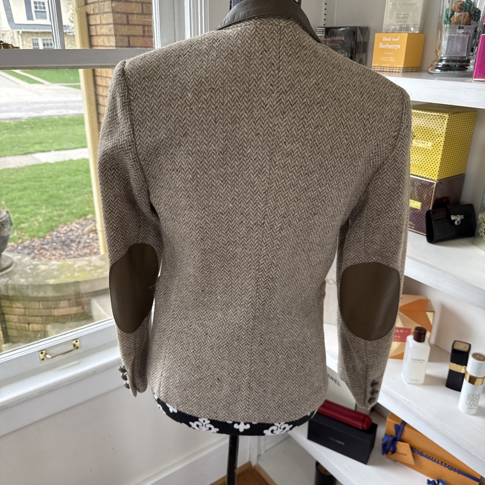 bagatelle blazer Elbow Patches TWEED Tan Brown & Gray 100% Wool 1970’s Preppy