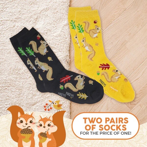 Squirrel Tree Ground Squirrels Cute Rodents Animal 2 Pairs Foozys Women’s Socks