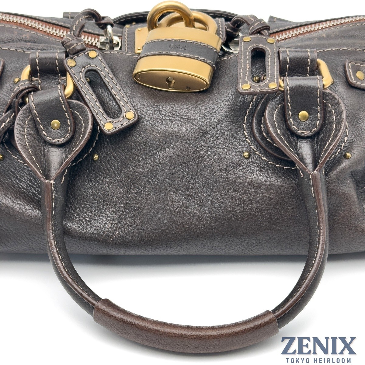 Chloe Paddington Chocolate Brown Leather Handbag Padlock Key Y2K Vintage Italy