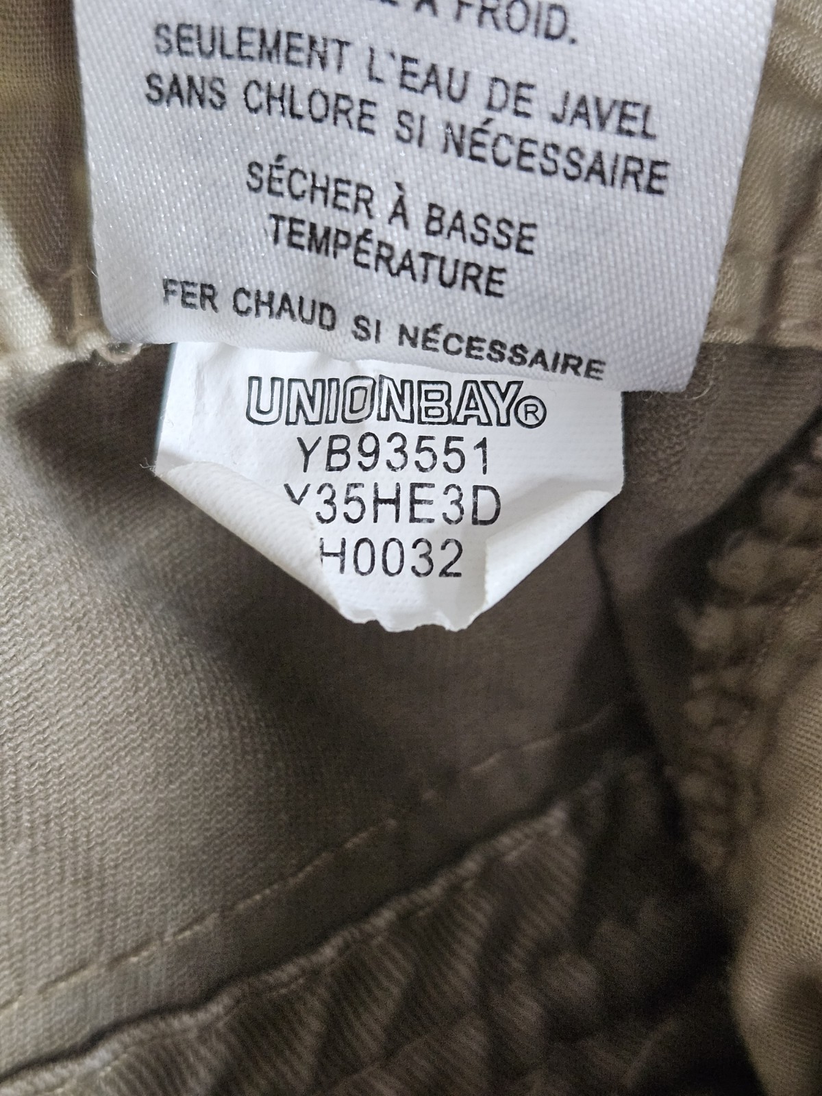 Unionbay Cargo Trousers Khaki/Brown Men’s Size W34 L34 Relaxed Workwear