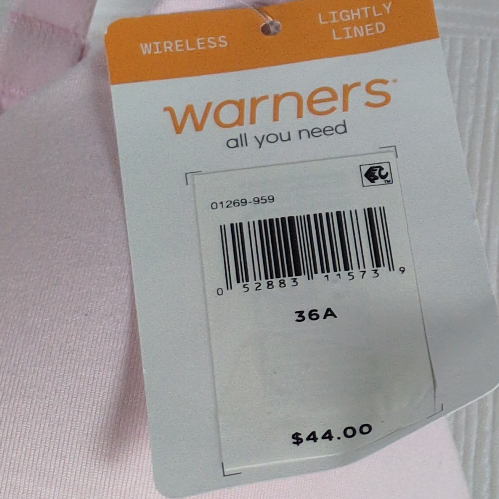 NWT Warners Cloud 9 Super Soft Comfort Bra Pale Pink 1269 Wireless Lightly Lined