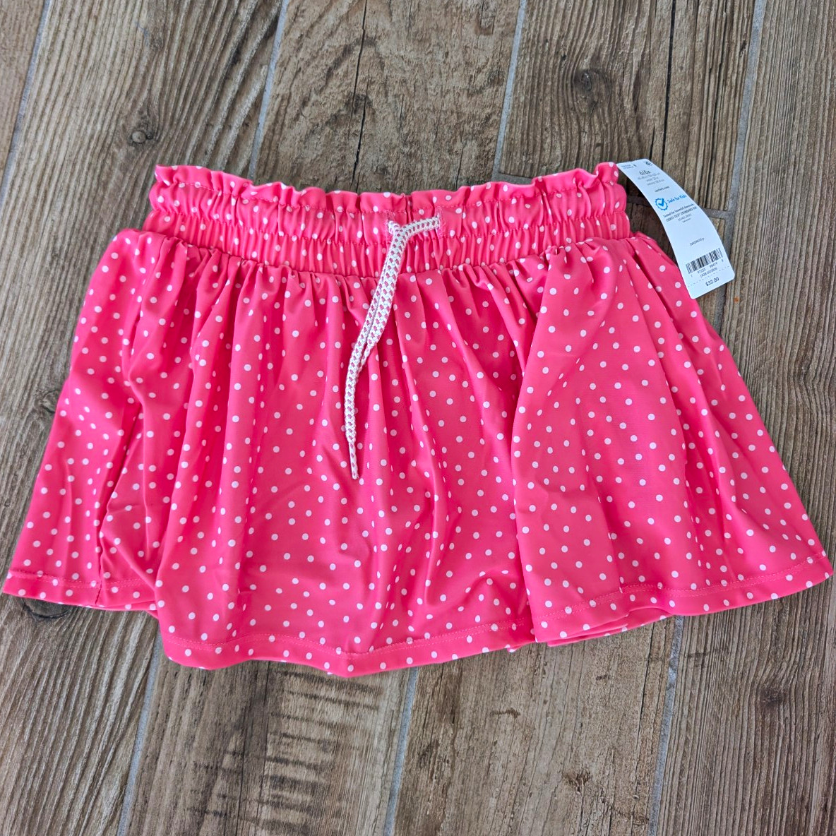 Carter’s Girls Pink/White Polka Dot Pull-On Skort Elastic Waist Drawstring 6/6X