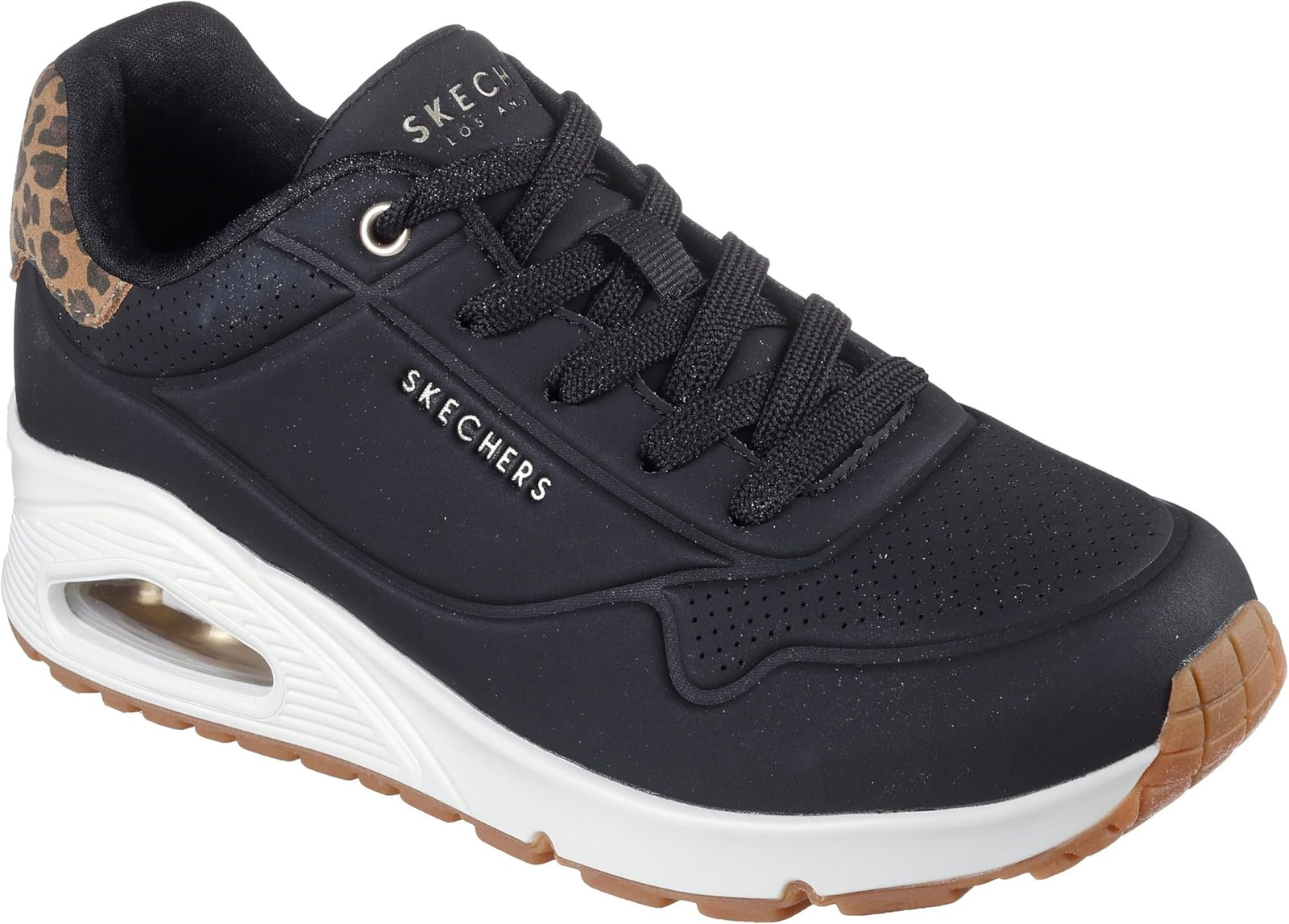 Skechers Women’s Uno – Jungle Nite – Black/Tan Leopard Print – 9.5