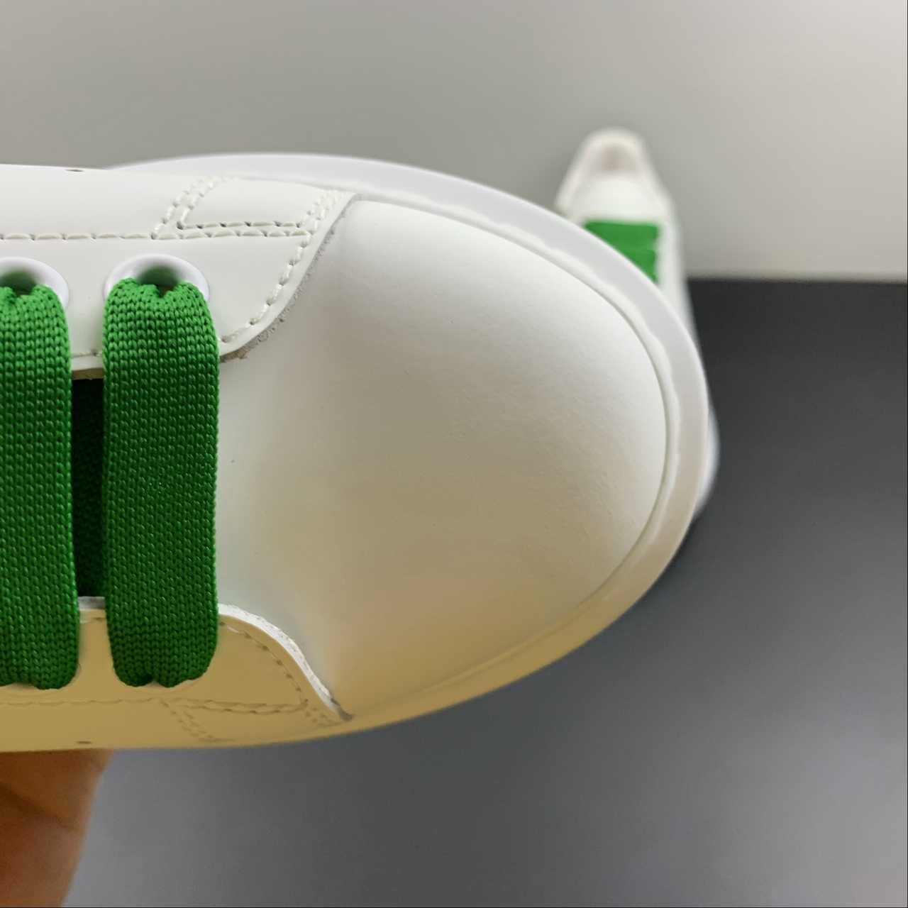 Alexander McQueen Oversized White Green Low Top Leather Sneakers