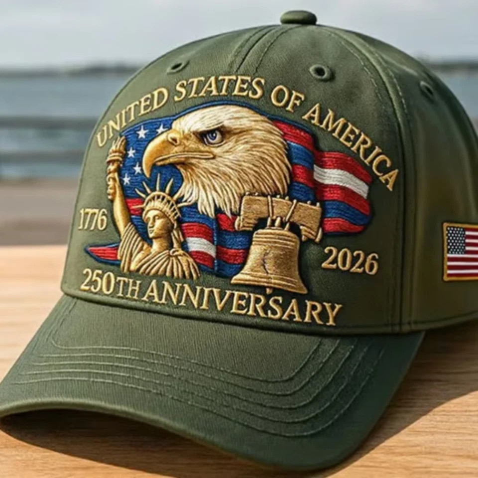 USA 250th Anniversary Eagle Baseball Cap Patriotic Adjustable Cotton Hat