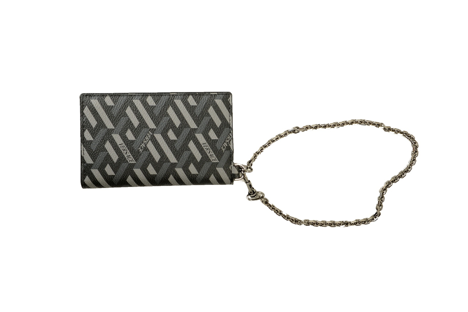 Versace Women’s Coated Canvas Leather La Greca Card Case Keychain