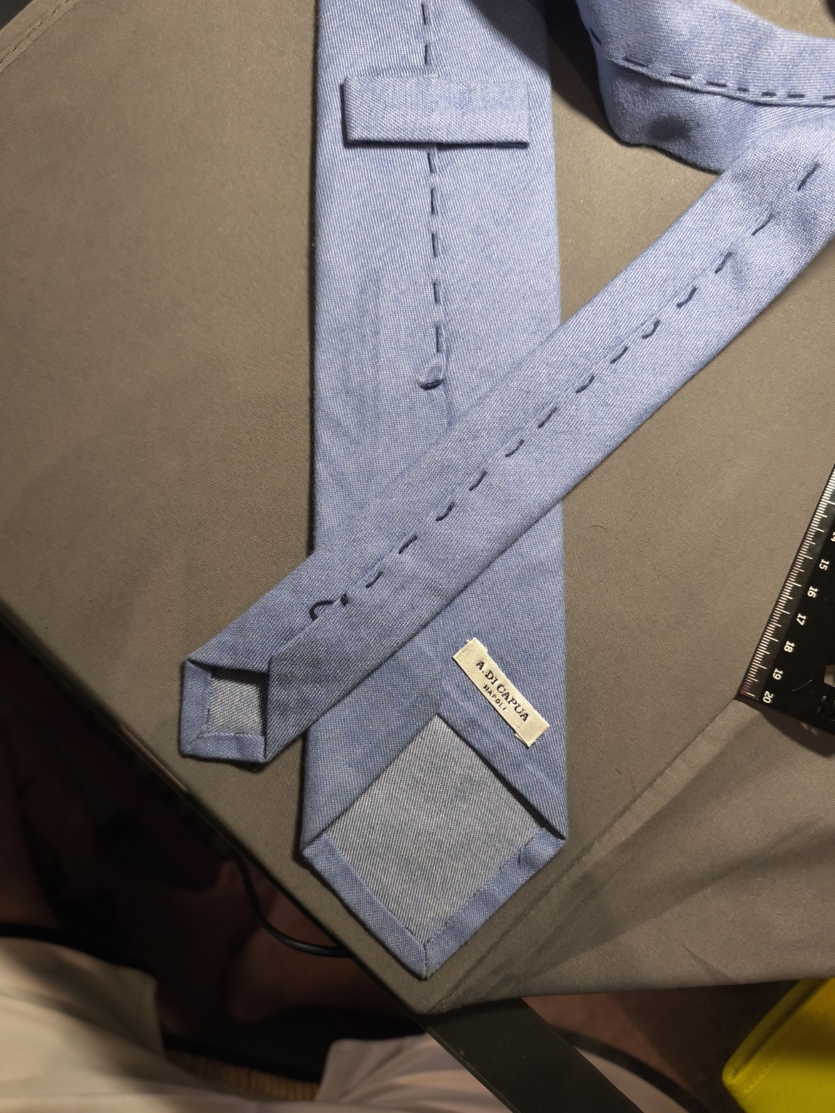 A. Di Capua Napoli – Cotton Tailored Tie Solid Color Blue Jeans