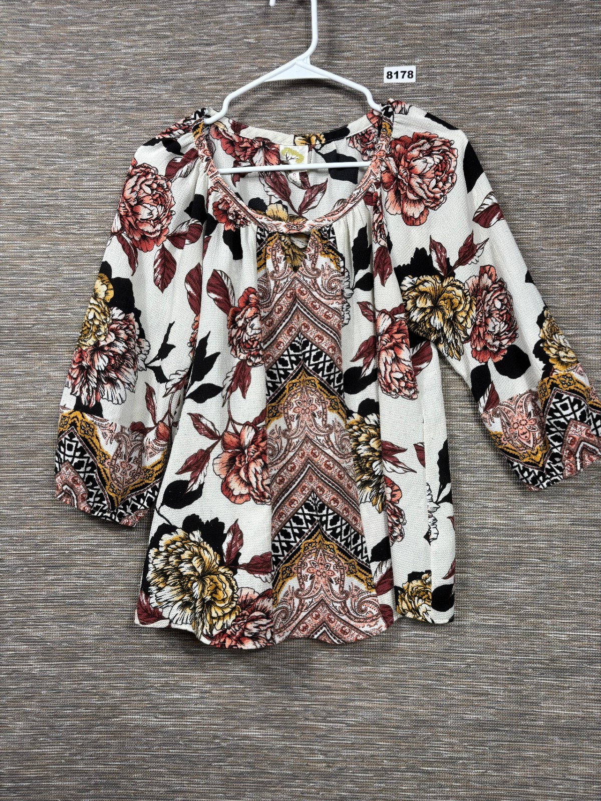 Anthropologie Fig & Flower Floral Peasant Blouse Womens Size S Multicolor Boho
