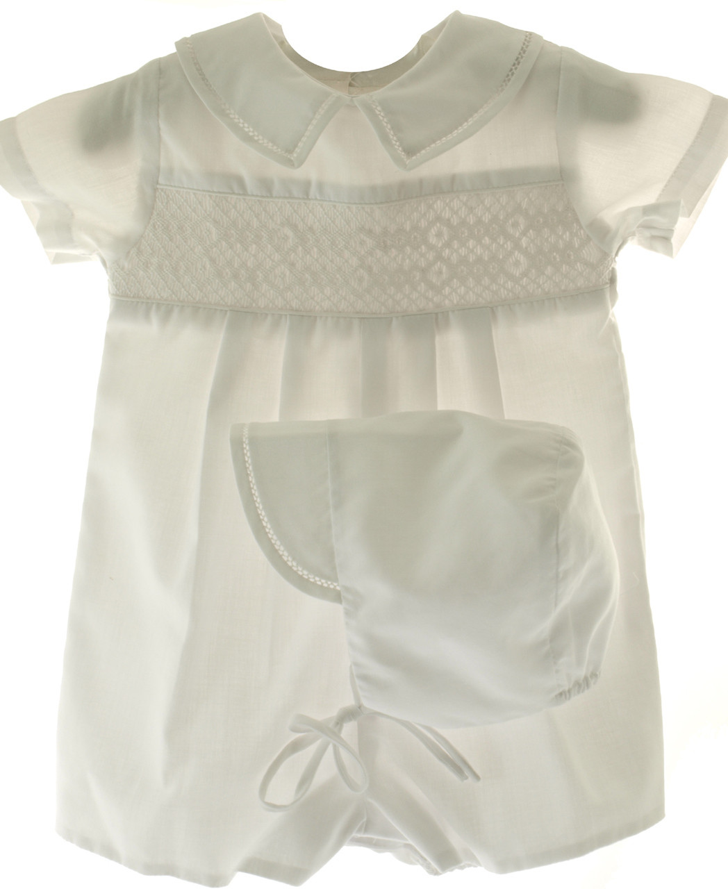 Petit Ami Baby Boys Romper White Smocked NWT Infant Size 3m-24m Christening