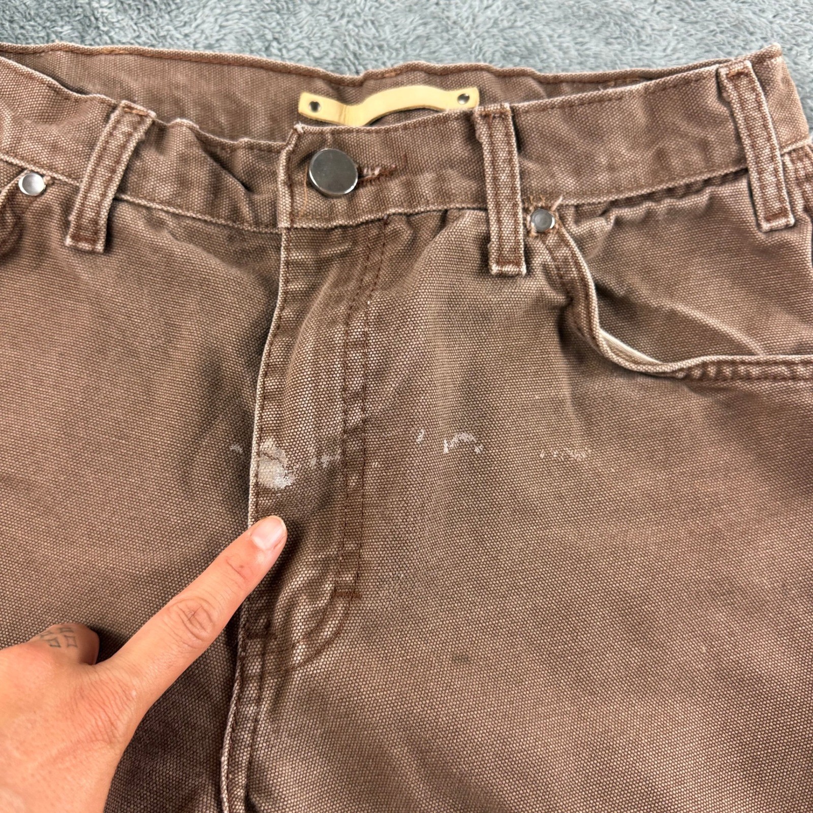 United Tokyo Brown Canvas Work Pants Made in Japan Distressed Raw Hem Size 1