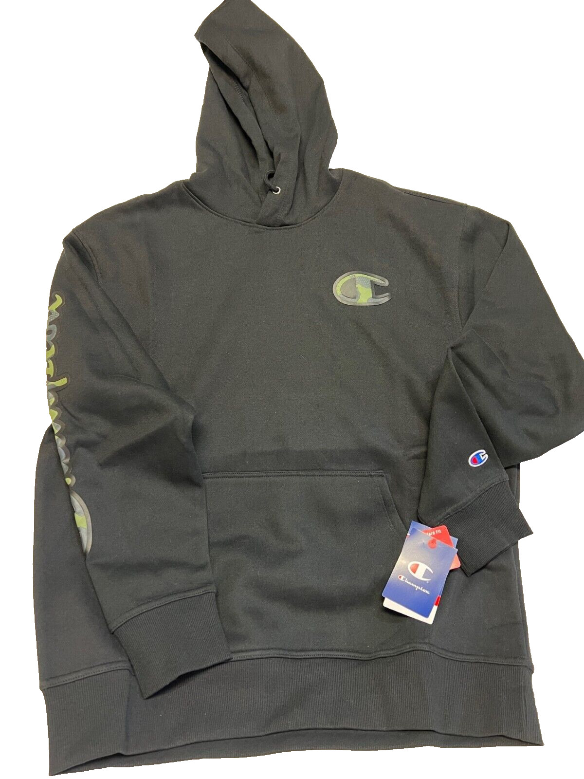 Champion Men’s Powerblend Fleece Pullover Hoodie, Mesh Camo, Large