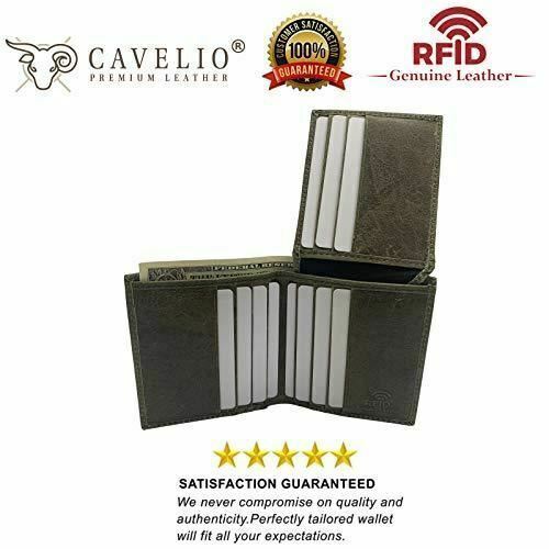 Men’s RFID Blocking Genuine Leather Unique L Shape Bifold Wallet USA Series Wall
