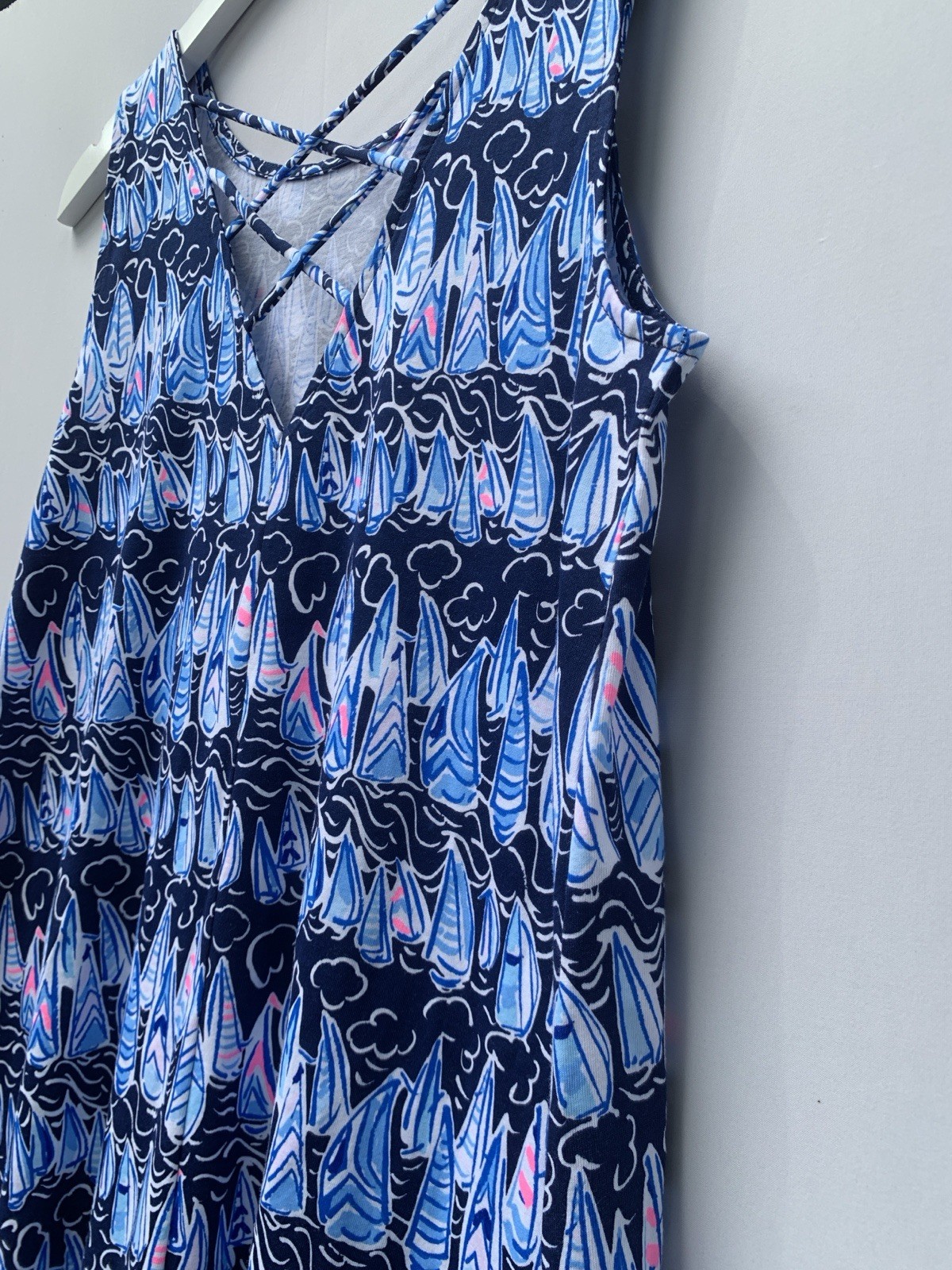Lilly Pulitzer Dress Medium Blue Sleeveless Kristen Swing Sails Stripes