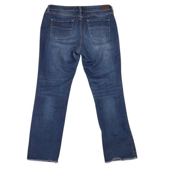 Dear John Playback Cuffs Straight Leg Jeans Womens 29 Dark Wash Raw Hem Blue