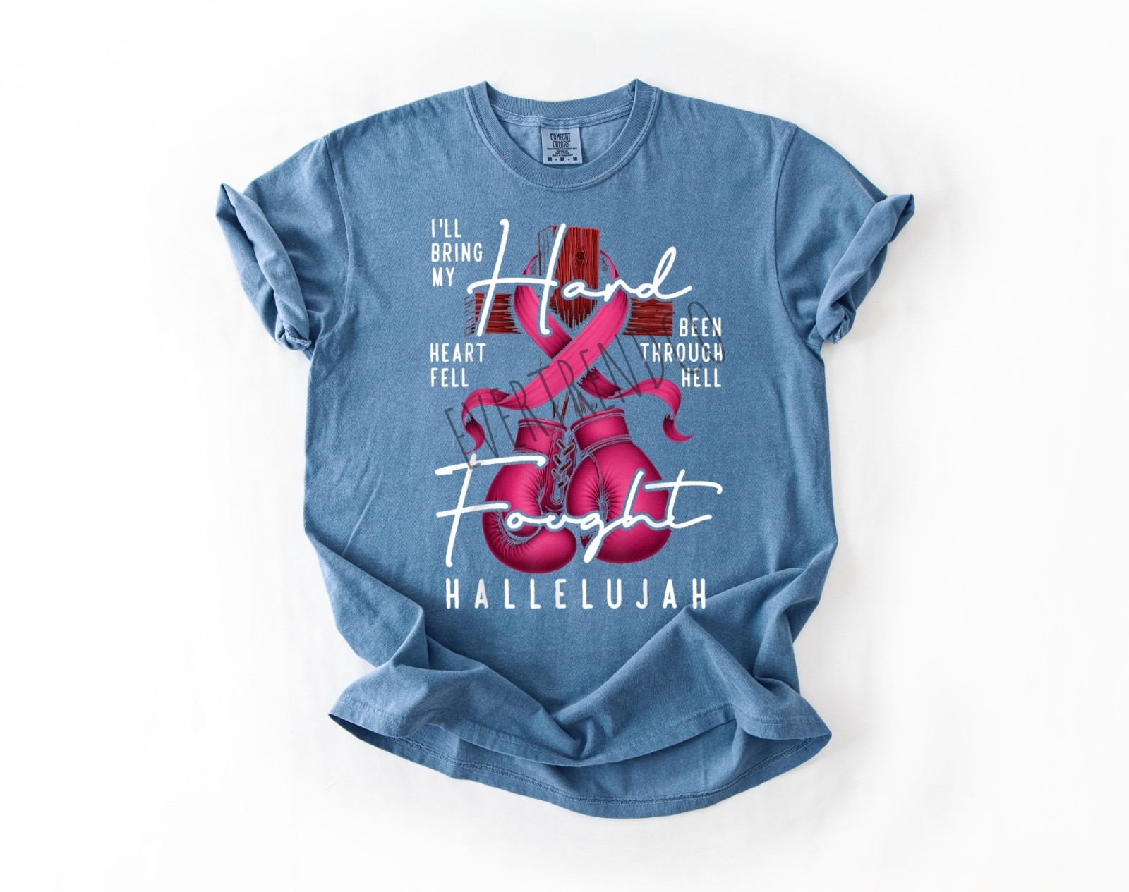 Comfort Colors® Breast Cancer Awareness Fought Hallelujah Faith Shirt Tee S-2XL