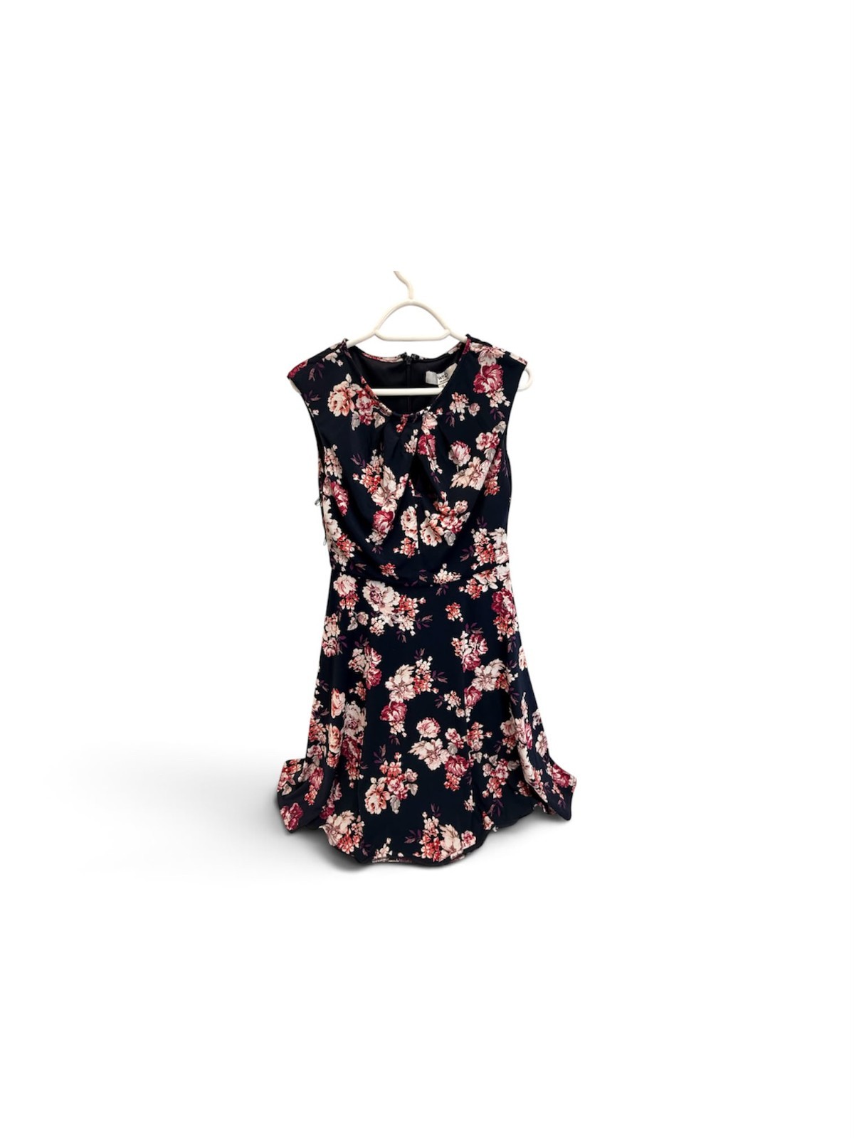 Wisp Petites Women’s Floral Dress Size 4P Navy Pink Sleeveless Fit & Flare